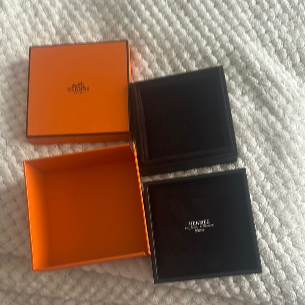 Hermes Orange and Black Cuff Links